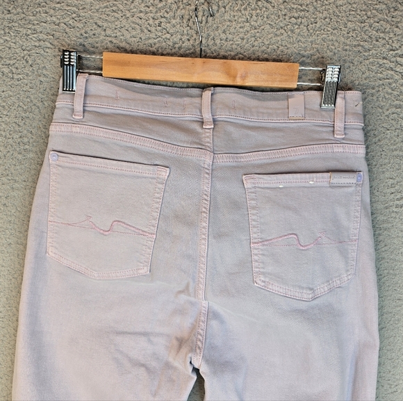 7 For All Mankind Womens Sz 28 Lilac Italian Cotton High Rise Jeans Raw Hem - Picture 8 of 14